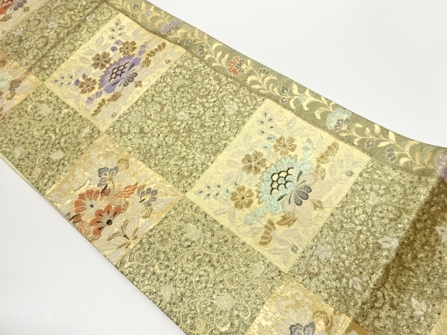 JAPANESE FUKURO OBI / WOVEN FLORAL PLANTS